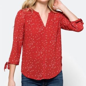 Elegant Dark Orange Blouse with Delicate White Accents